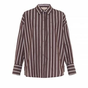 THEO Stripped Brown Button Down Shirt